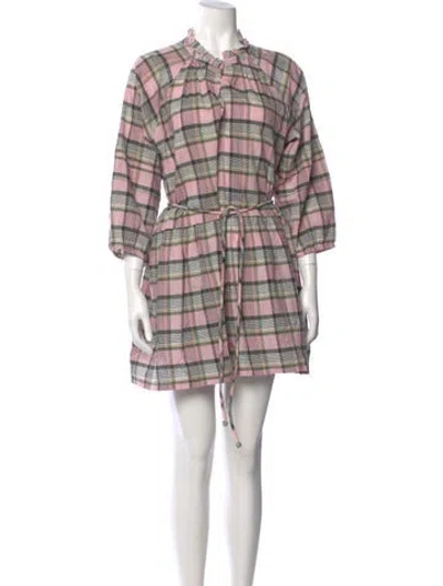 Pre-owned Apiece Apart Plaid Print Mini Dress In Pink