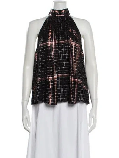 Pre-owned Apiece Apart Plaid Print Mock Neck Top In Multi