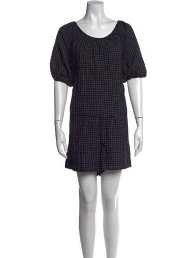 Pre-owned Apiece Apart Plaid Print Scoop Neck Jumpsuit In Black