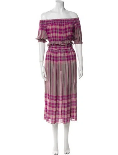 Pre-owned Apiece Apart Plaid Print Skirt Set In Purple
