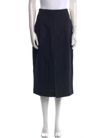 Pre-owned Apiece Apart Pleated Accents Midi Length Skirt In Black
