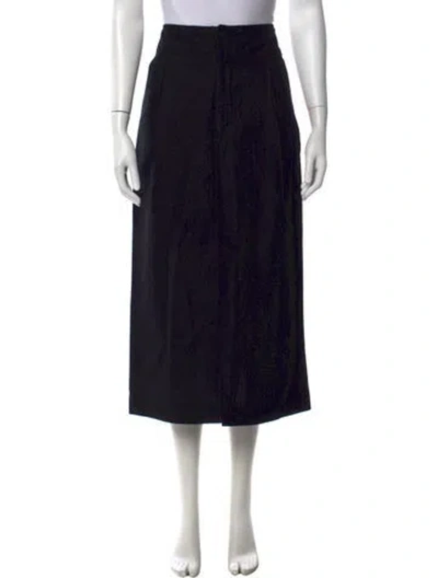 Pre-owned Apiece Apart Pleated Accents Midi Length Skirt In Black