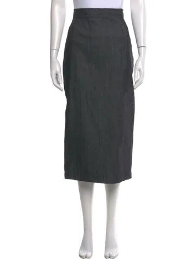 Pre-owned Apiece Apart Pleated Accents Midi Length Skirt In Gray