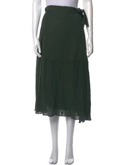 Pre-owned Apiece Apart Pleated Accents Midi Length Skirt In Green