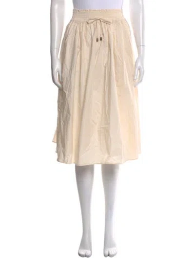 Pre-owned Apiece Apart Pleated Accents Midi Length Skirt In Neutral