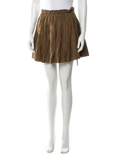 Pre-owned Apiece Apart Pleated Accents Mini Skirt In Brown