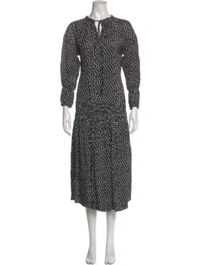 Pre-owned Apiece Apart Polka Dot Print Long Dress In Black