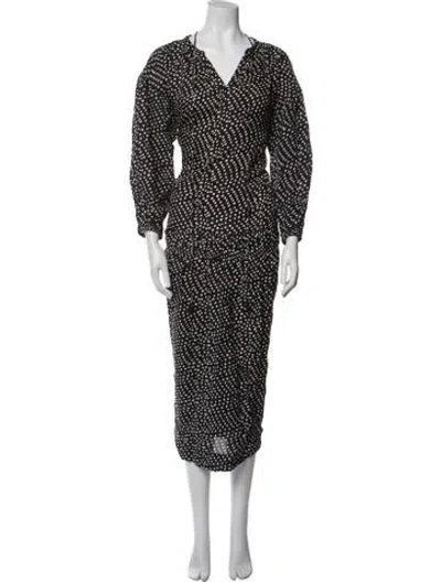 Pre-owned Apiece Apart Polka Dot Print Long Dress In Black