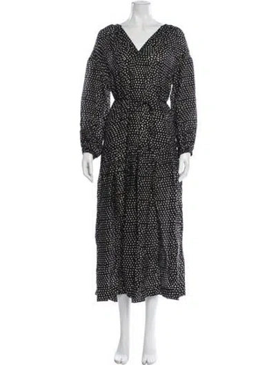 Pre-owned Apiece Apart Polka Dot Print Long Dress In Black