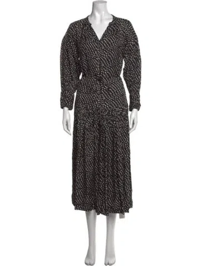 Pre-owned Apiece Apart Polka Dot Print Long Dress In Black