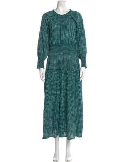 Pre-owned Apiece Apart Polka Dot Print Long Dress In Green