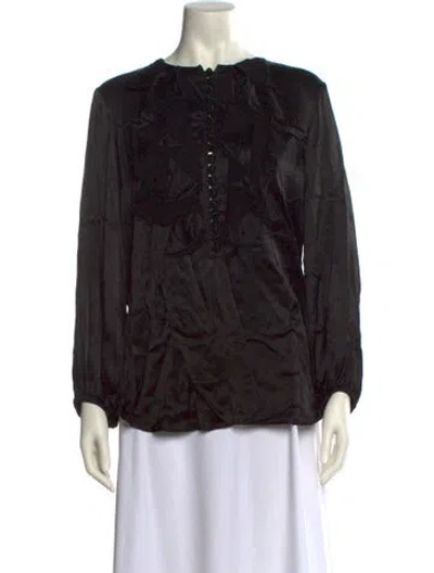 Pre-owned Apiece Apart Printed Crew Neck Blouse In Black