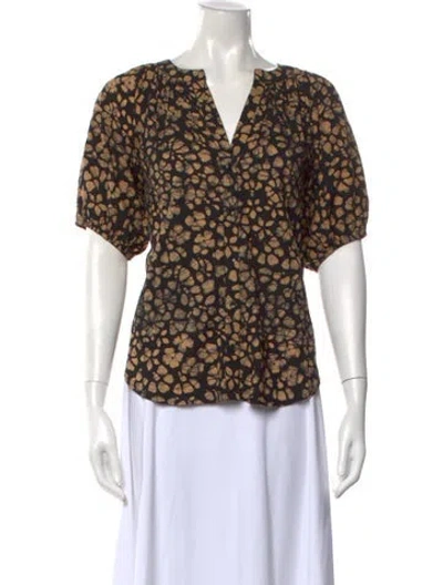 Pre-owned Apiece Apart Printed Crew Neck Blouse In Black