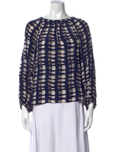 Pre-owned Apiece Apart Printed Crew Neck Blouse In Blue