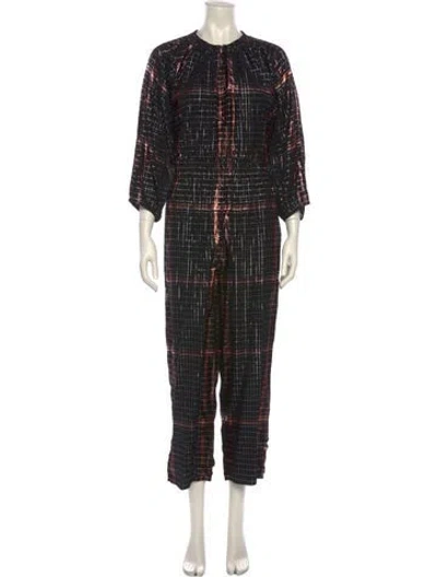 Pre-owned Apiece Apart Printed Crew Neck Jumpsuit In Black