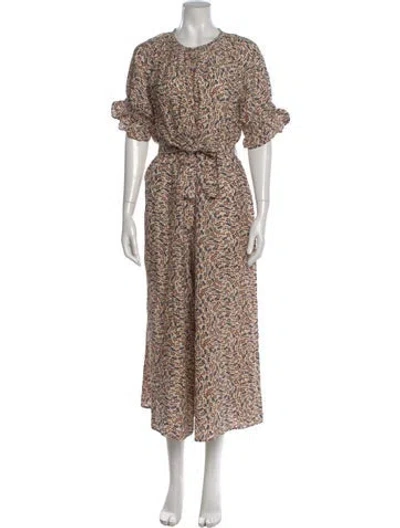Pre-owned Apiece Apart Printed Crew Neck Jumpsuit In Neutral