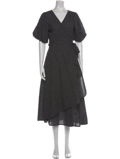 Pre-owned Apiece Apart Printed Long Dress In Black