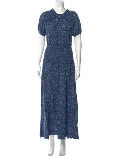 Pre-owned Apiece Apart Printed Long Dress In Blue