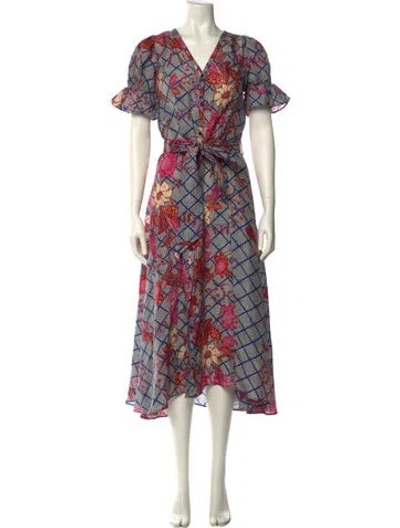 Pre-owned Apiece Apart Printed Long Dress In Blue