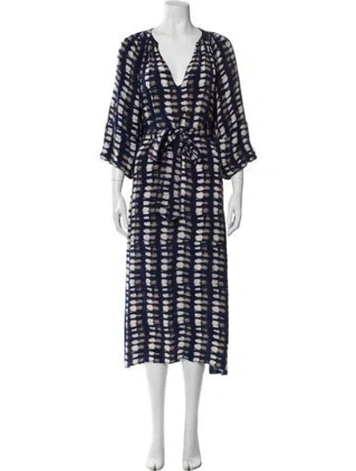 Pre-owned Apiece Apart Printed Long Dress In Blue