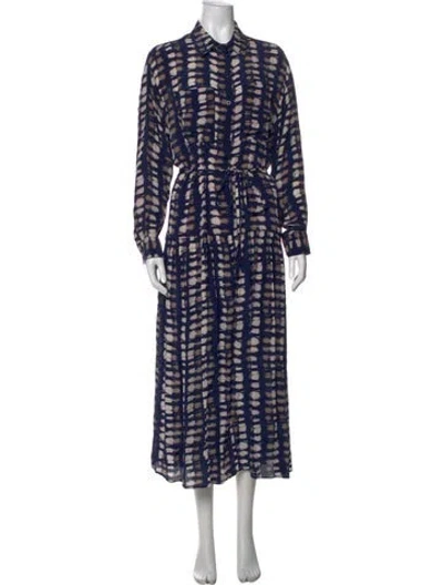 Pre-owned Apiece Apart Printed Long Dress In Blue