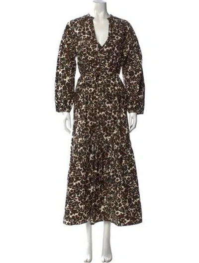 Pre-owned Apiece Apart Printed Long Dress In Brown