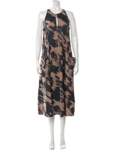 Pre-owned Apiece Apart Printed Long Dress In Brown