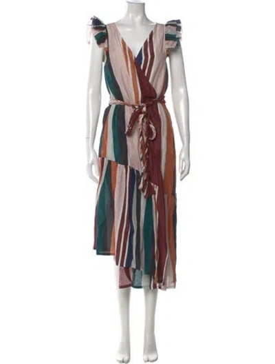 Pre-owned Apiece Apart Printed Long Dress In Burgundy