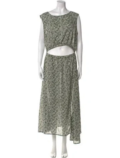 Pre-owned Apiece Apart Printed Long Dress In Green