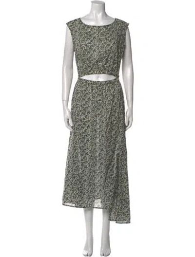 Pre-owned Apiece Apart Printed Long Dress In Green