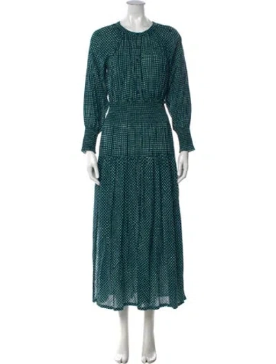 Pre-owned Apiece Apart Printed Long Dress In Green