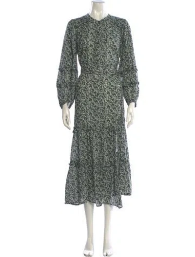 Pre-owned Apiece Apart Printed Long Dress In Green/white