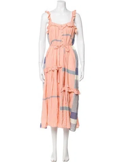 Pre-owned Apiece Apart Printed Long Dress In Orange