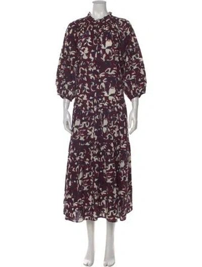 Pre-owned Apiece Apart Printed Long Dress In Purple
