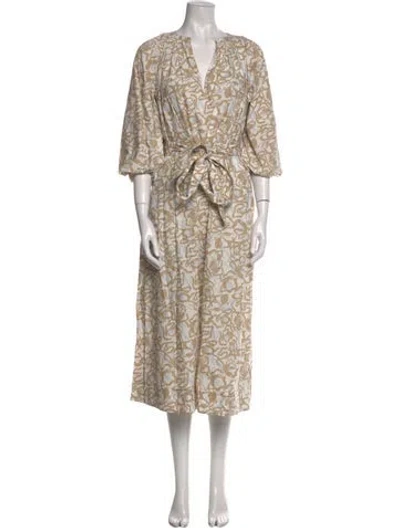 Pre-owned Apiece Apart Printed Long Dress W/ Tags In Neutral