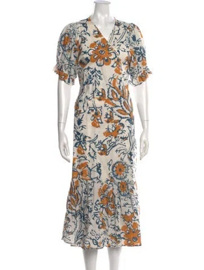 Pre-owned Apiece Apart Printed Long Dress In Yellow