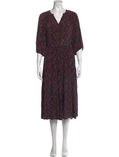 Pre-owned Apiece Apart Printed Midi Length Dress In Black