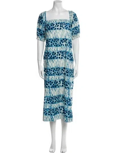 Pre-owned Apiece Apart Printed Midi Length Dress In Blue