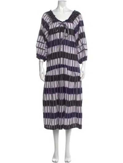 Pre-owned Apiece Apart Printed Midi Length Dress In Blue