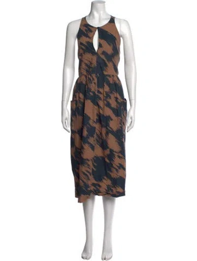 Pre-owned Apiece Apart Printed Midi Length Dress In Blue