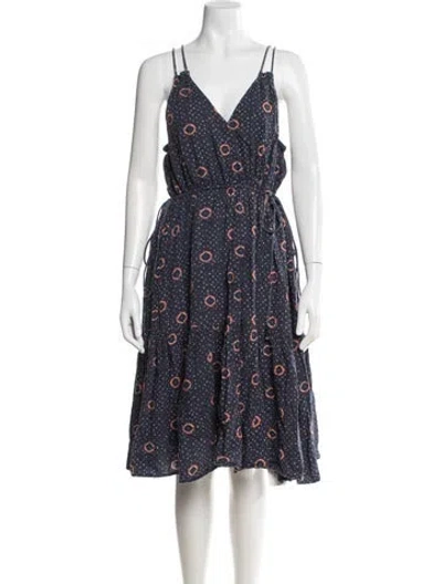 Pre-owned Apiece Apart Printed Midi Length Dress In Blue