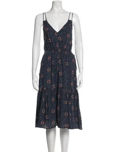 Pre-owned Apiece Apart Printed Midi Length Dress In Blue