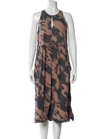 Pre-owned Apiece Apart Printed Midi Length Dress In Brown