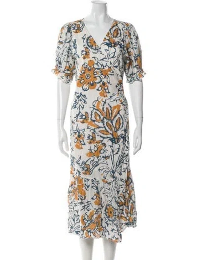 Pre-owned Apiece Apart Printed Midi Length Dress In Neutral