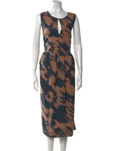 Pre-owned Apiece Apart Printed Midi Length Dress In Neutrals