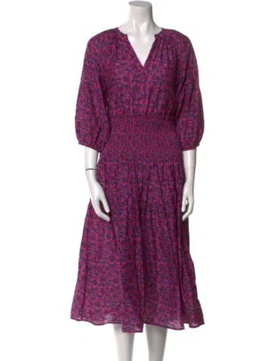 Pre-owned Apiece Apart Printed Midi Length Dress In Purple