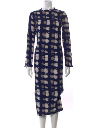 Pre-owned Apiece Apart Printed Midi Length Dress W/ Tags In Blue