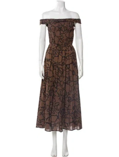 Pre-owned Apiece Apart Printed Midi Length Dress W/ Tags In Brown