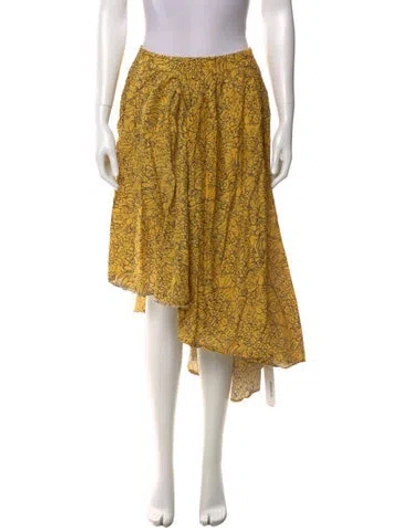 Pre-owned Apiece Apart Printed Midi Length Skirt In Yellow