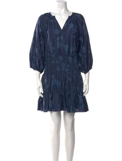 Pre-owned Apiece Apart Printed Mini Dress In Blue